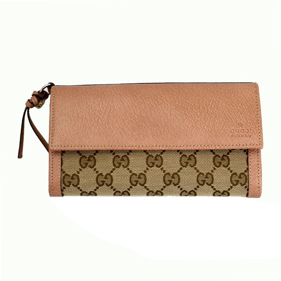 Gucci Wallet PinkBREE Canvas GG Beige Long - Picture 1 of 3